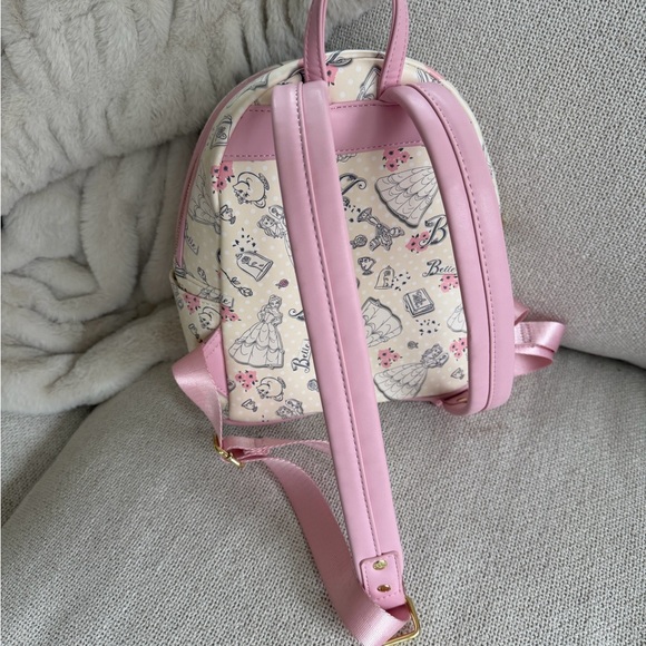Loungefly Disney Beauty and The Beast Belle Pink Line Art Backpack - Picture 2 of 9
